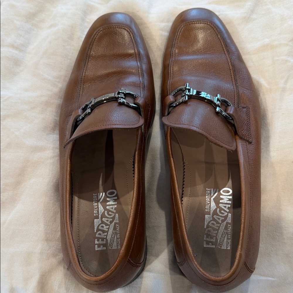 Salvatore Ferragamo Tan Leather Men's Slip-Ons